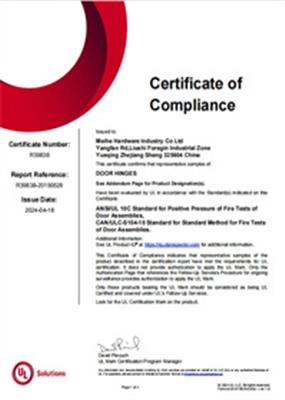 Hinge's UL Certification