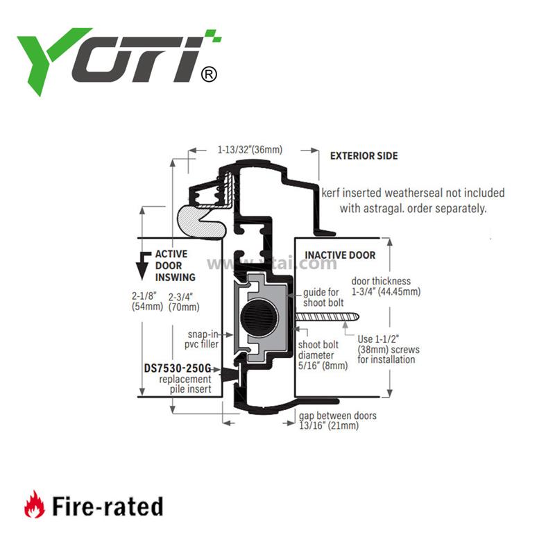 YDW607 Astragals Gasket Door Industrial Aluminium